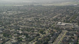 5K aerial stock footage fly by residential neighborhoods in Long Beach, California Aerial Stock Footage | AX0016_107