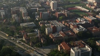 AX0017_049 - 5K aerial stock footage of University of Southern California campus, California