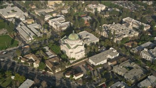 AX0017_051E - 5K aerial stock footage of orbiting Second Church of Christ Scientist, Los Angeles, California