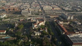 AX0017_054 - 5K aerial stock footage of flying by St. Vincent Catholic Church, Los Angeles, California