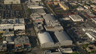 5K aerial stock footage of approaching Ren-Mar Studios, Hollywood, California Aerial Stock Footage | AX0017_077E