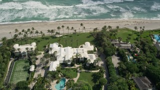 5K aerial stock footage of a beachfront mansion in Hobe Sound, Florida Aerial Stock Footage | AX0019_025