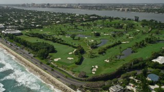 5K aerial stock footage of oceanfront golf course in Palm Beach, Florida Aerial Stock Footage | AX0019_054