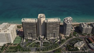 5K aerial stock footage of beachfront luxury hotel resort in Bal Harbour, Florida Aerial Stock Footage | AX0020_094