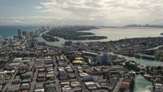 5K aerial stock footage of islands by the coastal community of Miami Beach, Florida Aerial Stock Footage | AX0020_098