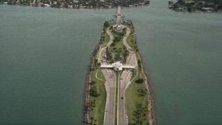 5K aerial stock footage approach Broad Causeway linking North Miami to the Bay Harbor Islands, Florida Aerial Stock Footage | AX0021_008E