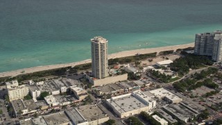 5K aerial stock footage of beachfront condominium complex in Miami Beach, Florida Aerial Stock Footage | AX0021_021