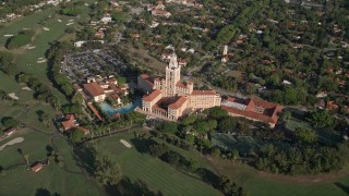 5K aerial stock footage of flying by the Coral Gables Biltmore Hotel, Coral Gables, Florida Aerial Stock Footage | AX0024_020