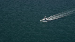 5K aerial stock footage of orbiting a fishing boat, Atlantic Ocean, Miami, Florida Aerial Stock Footage | AX0024_105