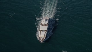 5K aerial stock footage of tracking a yacht, Atlantic Ocean, Miami, Florida Aerial Stock Footage | AX0024_107E