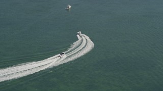 5K aerial stock footage of fishing boats on Blackwater Sound, Key Largo, Florida Aerial Stock Footage | AX0025_060