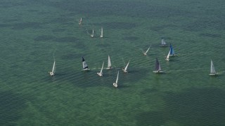 5K aerial stock footage of sailboats on Buttonwood Sound, Key Largo, Florida Aerial Stock Footage | AX0025_067E