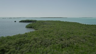 5K aerial stock footage of approaching mangroves off the shore, Key Largo, Florida Aerial Stock Footage | AX0025_073E