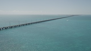 5K aerial stock footage of flying by Overseas Highway, approaching Conch Key, Marathon, Florida Aerial Stock Footage | AX0025_143