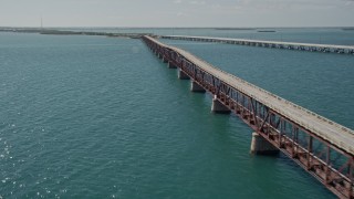 AX0026_039E - 5K aerial stock footage of flying over Old Bahai Honda Bridge; Bahai Honda Key, Florida