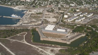 5K aerial stock footage of orbiting Fort Zachary Taylor State Historic Site, Key West, Florida Aerial Stock Footage | AX0027_012