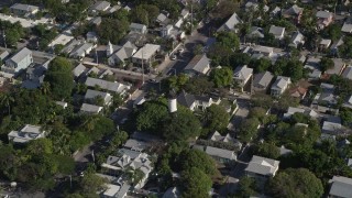 5K aerial stock footage of approaching Key West Lighthouse, Key West, Florida Aerial Stock Footage | AX0027_019