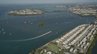 AX0027_024 - 5K aerial stock footage of flying over Trumbo Point, approaching Sigsbee Park, Key West, Florida