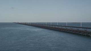 AX0027_075 - 5K aerial stock footage of flying by Seven Mile Bridge, Florida