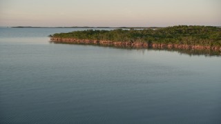 5K aerial stock footage of flying over mangroves on at sunset, Islamorada, Florida Aerial Stock Footage | AX0028_026