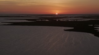 5K aerial stock footage of flying by mangroves and bays, Key Largo, Florida, sunset Aerial Stock Footage | AX0028_048