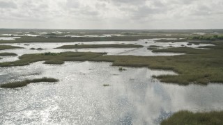 AX0030_085 - 5K aerial stock footage of passing low over marshland, Florida Everglades, Florida