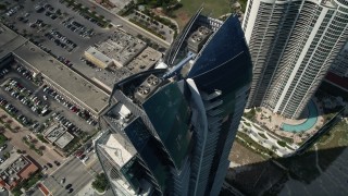 AX0031_082 - 5K aerial stock footage approach Jade Beach condominiums, Sunny Isles Beach, Florida