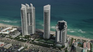 5K aerial stock footage of Trump International Beach Resort, Sunny Isles Beach, Florida Aerial Stock Footage | AX0031_084