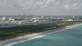 5K aerial stock footage of flying by Celebrity Equinox cruise ship, Port Everglades, Fort Lauderdale, Florida Aerial Stock Footage | AX0031_101