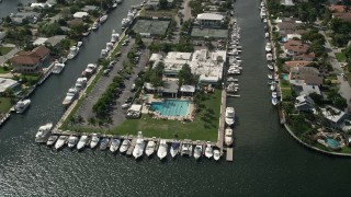 5K aerial stock footage of the Lauderdale Yacht Club, Fort Lauderdale, Florida Aerial Stock Footage | AX0031_111