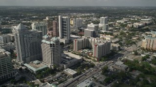 AX0031_127 - 5K aerial stock footage of flying by Downtown skyscrapers, Marriott ExecuStay, Fort Lauderdale, Florida