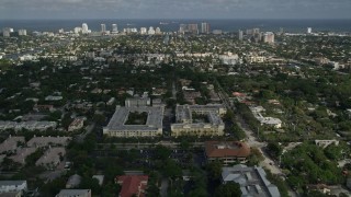 5K aerial stock footage of approaching apartment buildings, Fort Lauderdale, Florida Aerial Stock Footage | AX0031_131