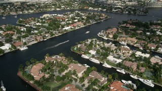 5K aerial stock footage of flying over upscale homes on canals, Fort Lauderdale, Florida Aerial Stock Footage | AX0031_134