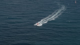 5K aerial stock footage of tracking a fishing boat, Hillsboro Beach, Florida Aerial Stock Footage | AX0031_159