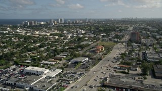 AX0032_002 - 5K aerial stock footage of North Federal Highway, Pompano Beach, Florida