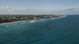 AX0032_057 - 5K aerial stock footage of flying by coastal mansions, Manalapan, Florida