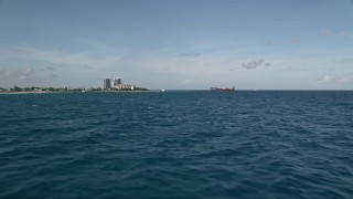 AX0032_109 - 5K aerial stock footage of approaching the coast, Palm Beach Shores, Florida