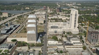 5K aerial stock footage of following Orange Avenue through Downtown Orlando, Florida Aerial Stock Footage | AX0034_094E