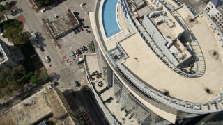 5K aerial stock footage bird's eye view of an office buildings and parking lot, Downtown Orlando, Florida Aerial Stock Footage | AX0034_107