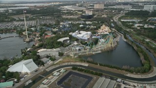 AX0035_032 - 5K aerial stock footage of orbiting Seaworld Orlando, Florida