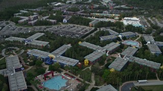 5K aerial stock footage flyby Disney's All-Star Sports Resort at Walt Disney World, Orlando, Florida Aerial Stock Footage | AX0035_045