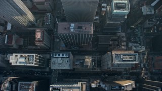 5K aerial stock footage bird's eye view of city streets and skyscrapers in Midtown Manhattan, New York City, winter Aerial Stock Footage | AX0065_0061