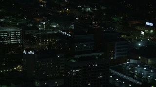 7.6K aerial stock footage of a close-up view of Children's Hospital Los Angeles in Hollywood, California Aerial Stock Footage | AX0156_019