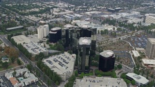 7.6K aerial stock footage of Warner Center office buildings in Woodland Hills, California Aerial Stock Footage | AX0157_023E