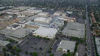 7.6K aerial stock footage orbiting Macy's and Northridge Shopping Mall in Northridge, California Aerial Stock Footage | AX0157_059E