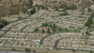 7.6K aerial stock footage of a manufactured Home Community, Sylmar, San Fernando Valley, California Aerial Stock Footage | AX0159_007