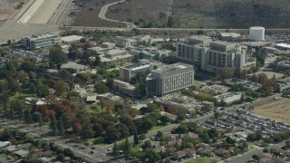 7.6K aerial stock footage approaching the City of Hope Medical Center in Duarte, California Aerial Stock Footage | AX0159_123