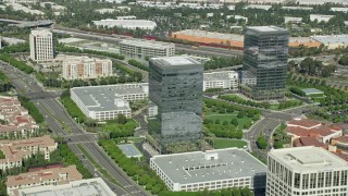 AX0159_171 - 7.6K aerial stock footage office buildings at Irvine Spectrum Center Office Buildings, Irvine, California