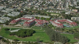 7.6K aerial stock footage of Laguna Cliffs Marriott Resort & Spa in Dana Point, California Aerial Stock Footage | AX0159_197