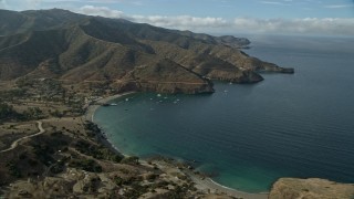 7.6K aerial stock footage of the small Two Harbors island community on Santa Catalina Island, California Aerial Stock Footage | AX0160_018E